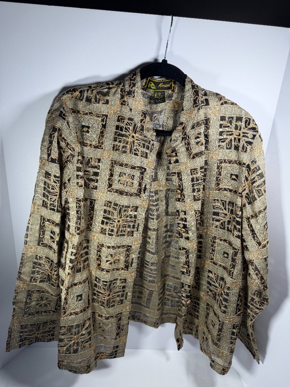 Mirasol Black & Gold Embroidered Sheer Jacket